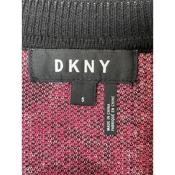 DKNY Sweater Womens Small Pink Black Snake Print Crewneck Long Sleeve Knit - Picture 6 of 10